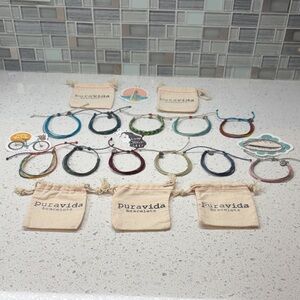 Pura Vida Bracelet Bundle of 11 with 5 Jewelry Bags & 4 Inspirational Stickers